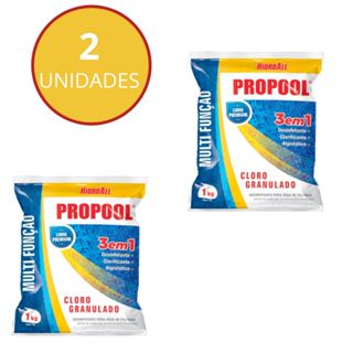 Kit Cloro Granulado Para Piscinas Hidroall Propool Pacote 1kg cada em Oferta na Shopee
