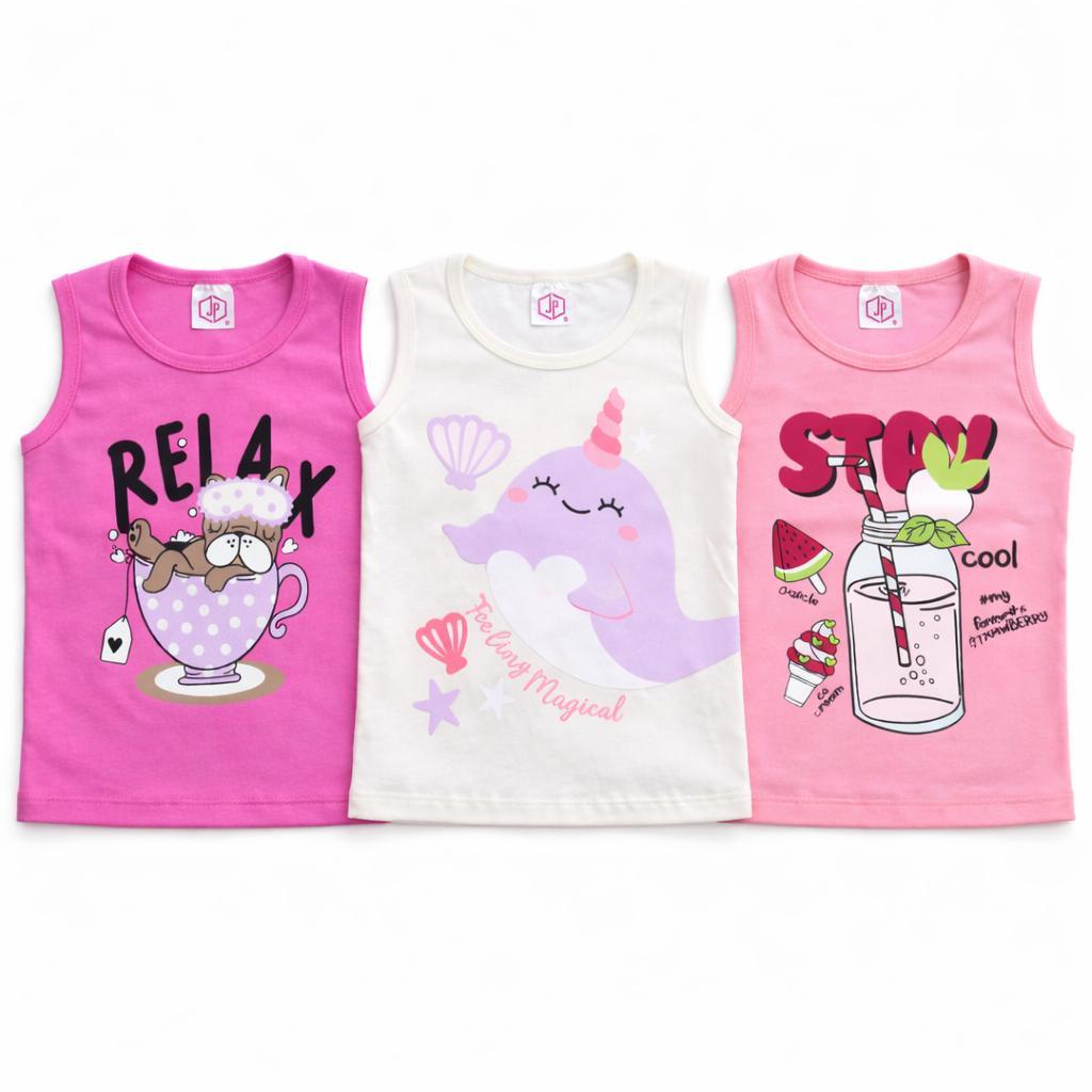 KIT 2 Peças Regata Sortida Menina Verão Tamanho 1 ao 14 anos em Oferta na Shopee