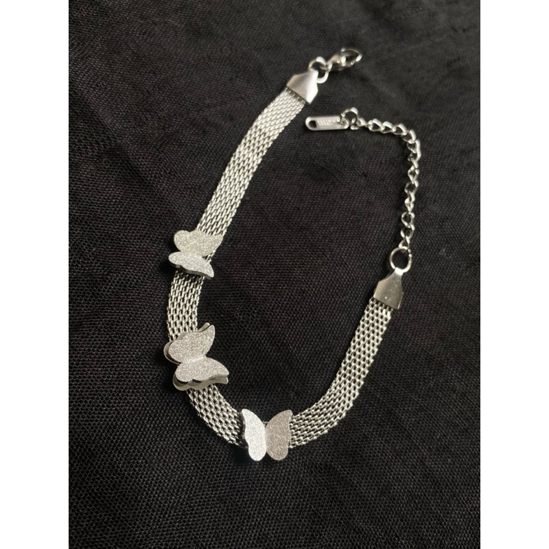 Pulseira Feminina Borboleta Aço Inoxidável Antialérgica Não Escurece Confortável Dia a Dia Luxo Estilosa