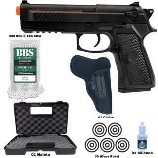 Pistola de Airsoft Rossi Pt92 V21 Spring Mola 6mm Acessórios Completos BBs Alvo M92 em Oferta na Shopee