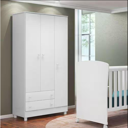 Guarda Roupa Bebê 3 Portas 2 Gavetas Doce Sonho Qmovi