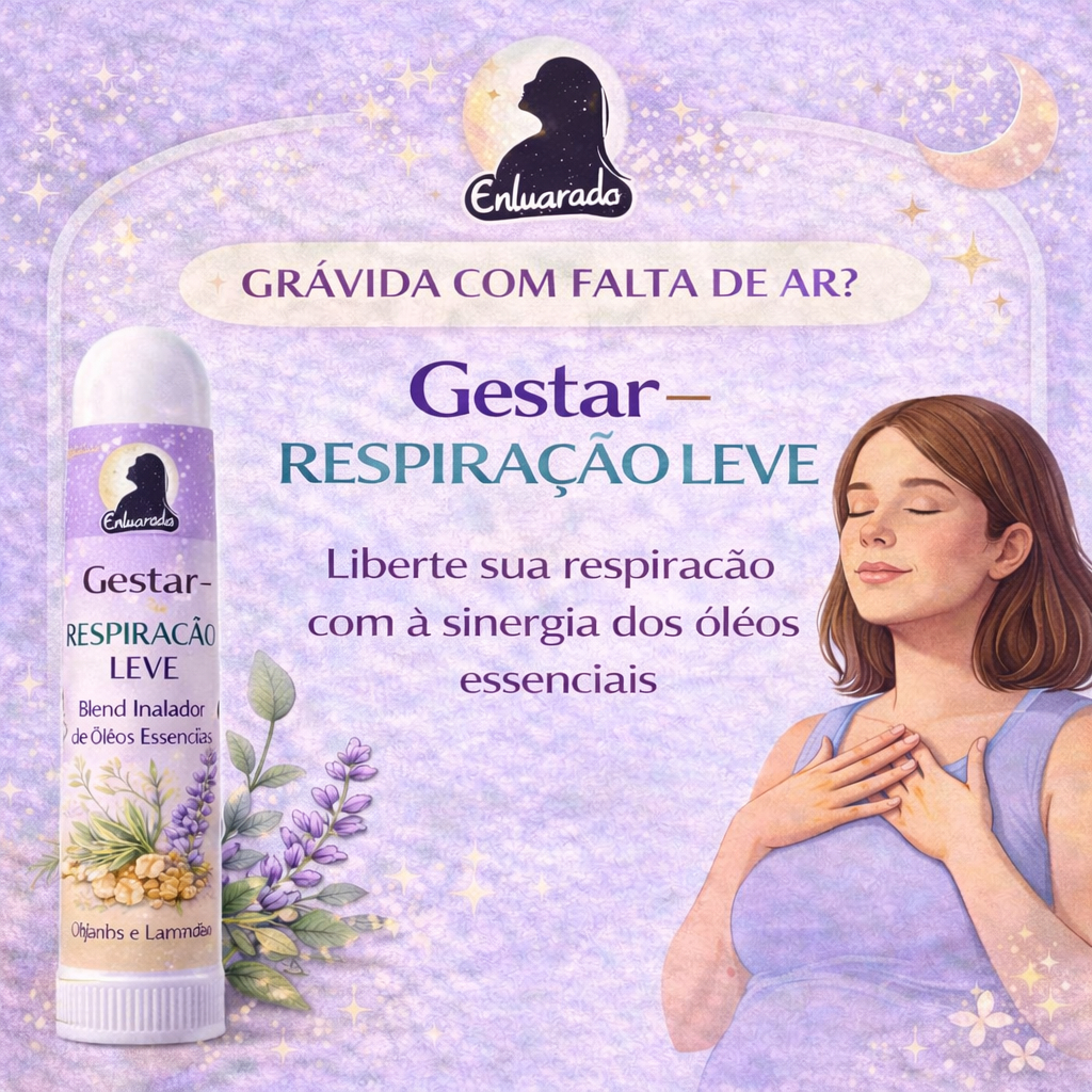 Inalador Aromático Gestante Gestar Respiração Leve | Enjoo Náusea | Laranja Doce + Lavanda | Natural