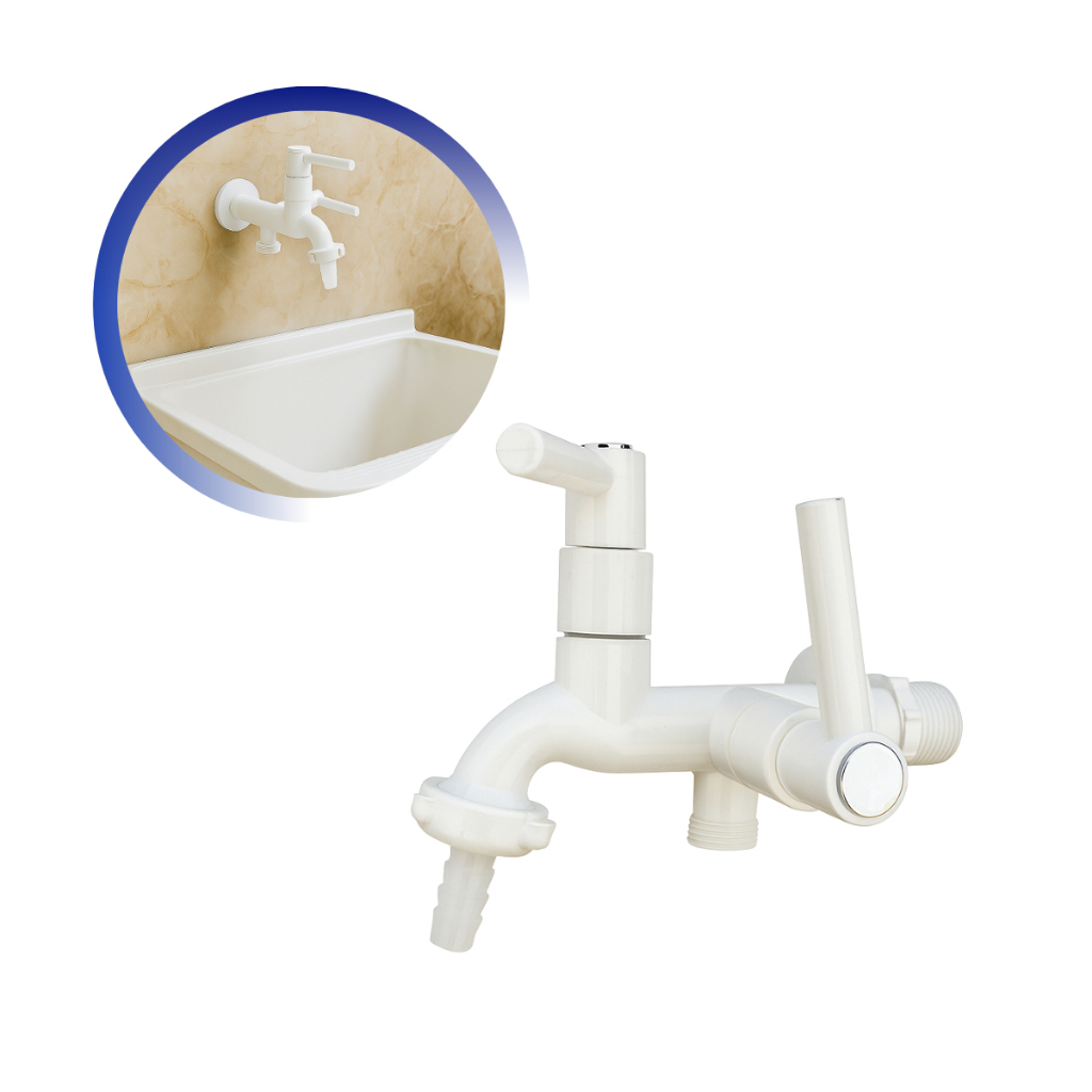 TORNEIRA TANQUE MÁQUINA DE LAVAR 1/4 DE VOLTA ABS BRANCO