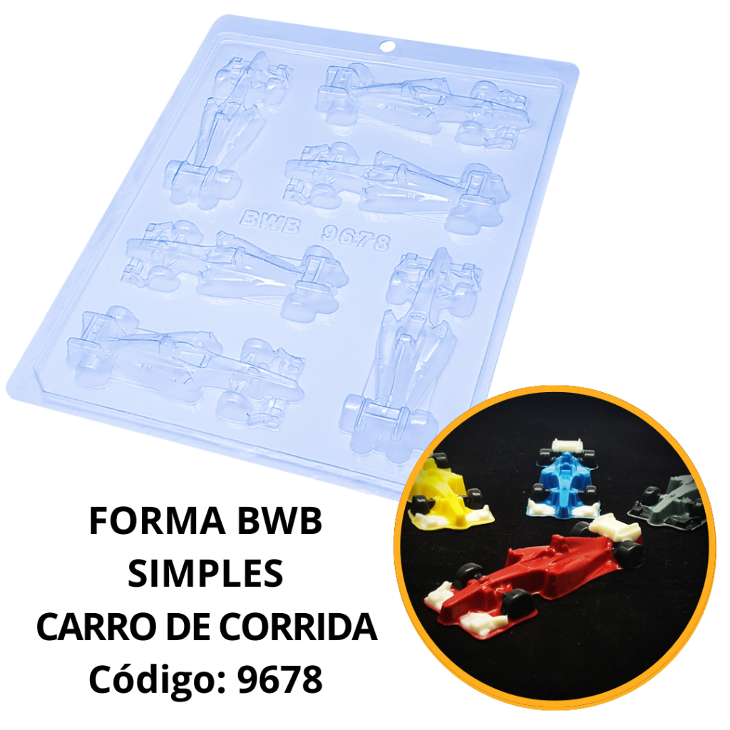 1~10 FORMA SIMPLES CARRO DE CORRIDA CÓD.:9678  (i8) EM ACETATO BWB PARA BOMBOM, DOCES DE CHOCOLATE E CONFEITARIA.