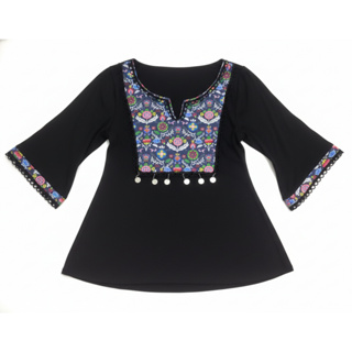 Blusa Feminina Boho Chic Étnica Estampado Manga 2/4 Estilo Indiano Gypsy em Oferta na Shopee