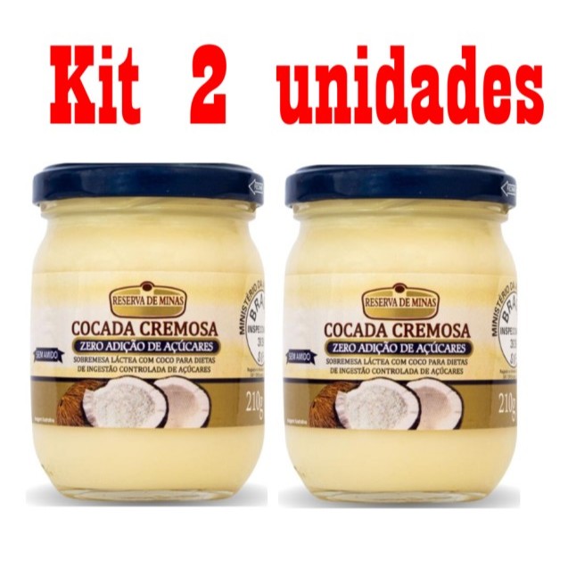 KIT 2 UNID. Cocada Cremosa Diet Zero Açúcar 210g - direto da fábrica para sua mesa