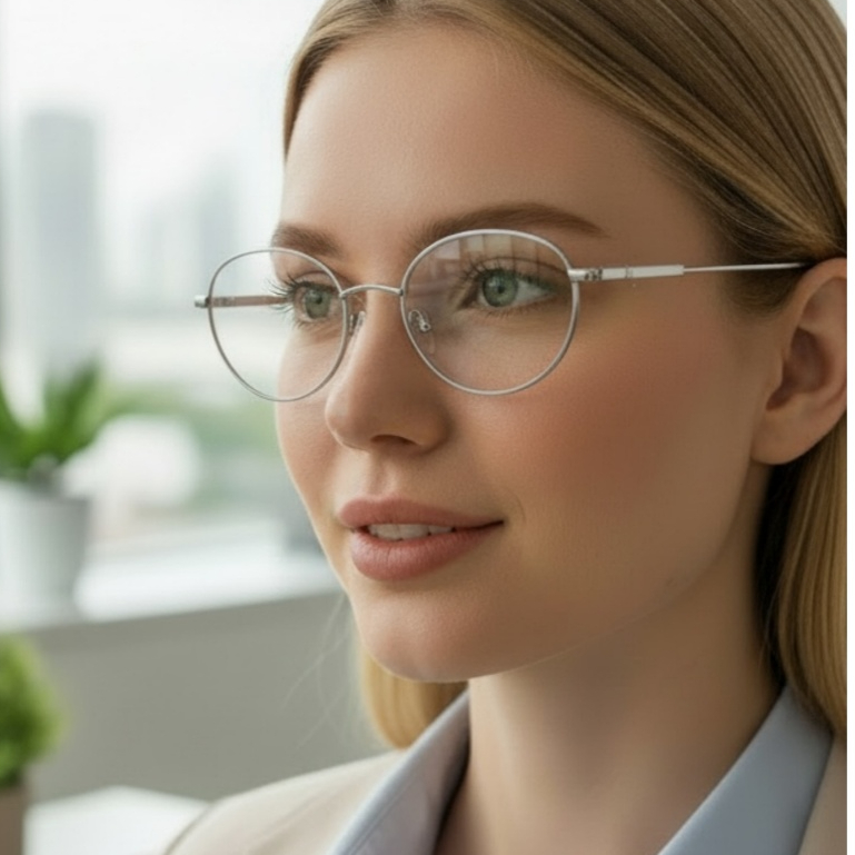 Armação Feminina OLHO GATO OVAL Metal Leve para Lentes de Grau — imagem 2 de 2