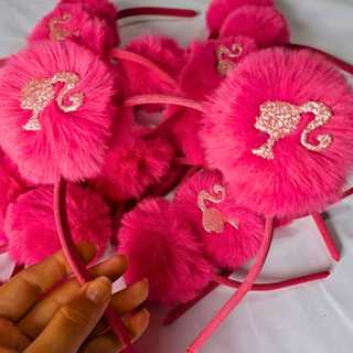 Tiara Pompom Barbie Pink Infantil Penteado Glitter Arquinho em Oferta na Shopee