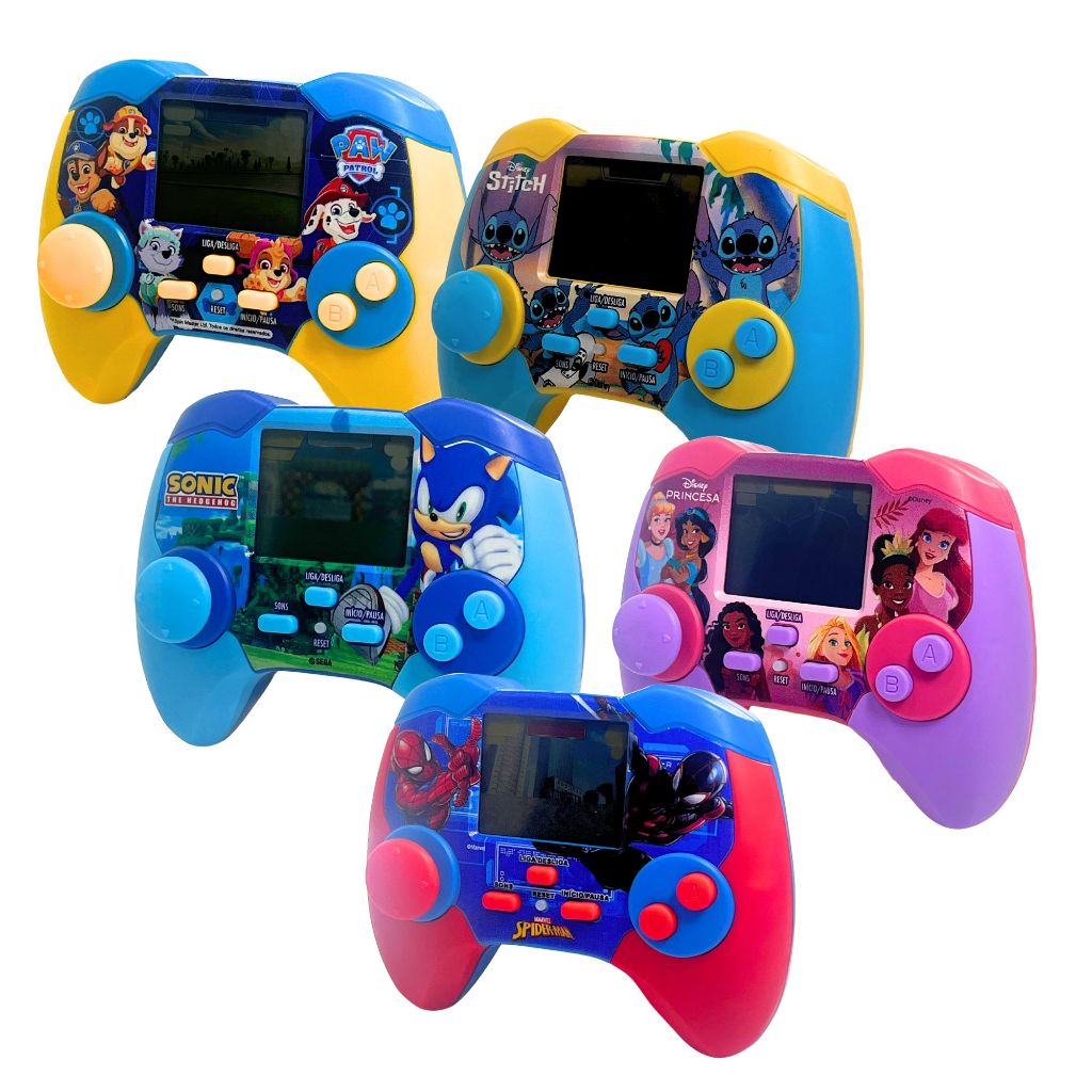 Minigame Infantil Portátil: Sonic; Stitch; Homem-Aranha; ;Princesas Disney; Patrulha Canina Candide em Oferta na Shopee