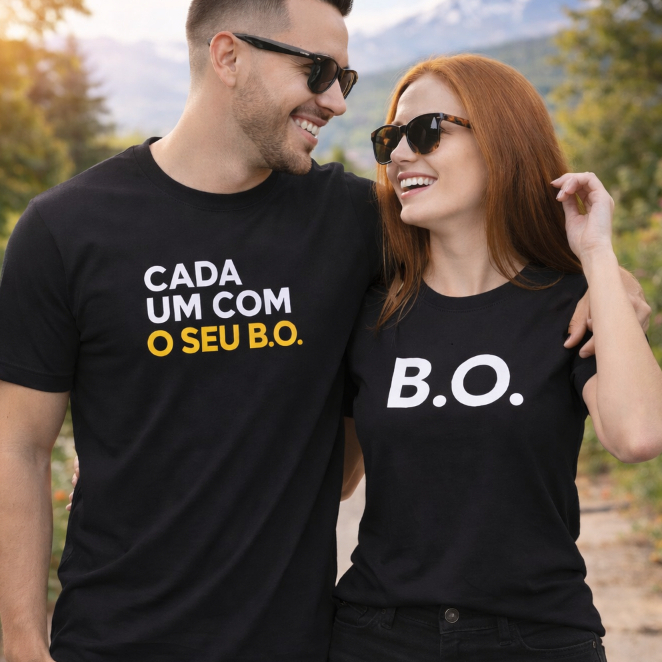Kit de Camisetas Para Casal Cada um com seu B.O Camisetas Engraçadas para Casal Carnaval PRETO