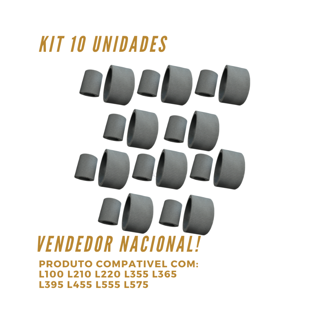 Kit 10 Rolete Borracha de Retardo Pickup Roller Tracionador L355 L210 L375 L220 L110 L365 L395 L455