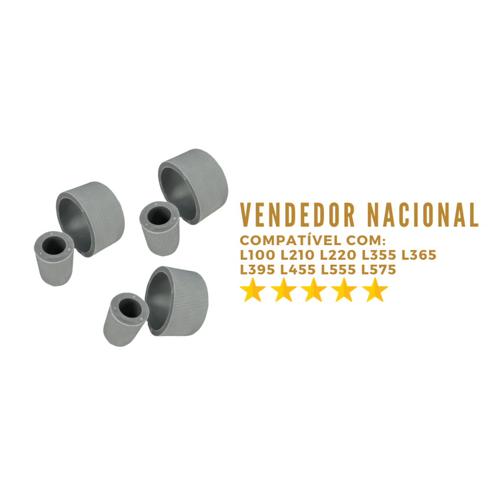 Kit 03 Rolete Borracha de Retardo Pickup Roller Tracionador L355 L210 L375 L220 L110 L365 L395 L455