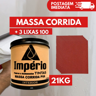 Massa Corrida PVA + 3 Lixas 100 Revestimento 21kg Acabamento Nivelador Fácil Aplicação Parede