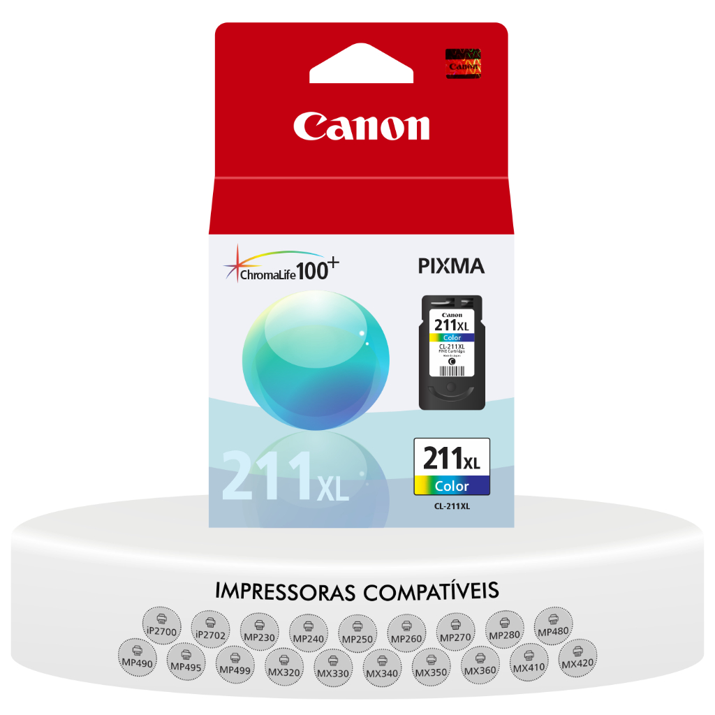 Cartucho de Tinta CL 211XL Colorido Original Canon Impressoras MP230 MP240 MP250 MP280 IP2700 em Oferta na Shopee