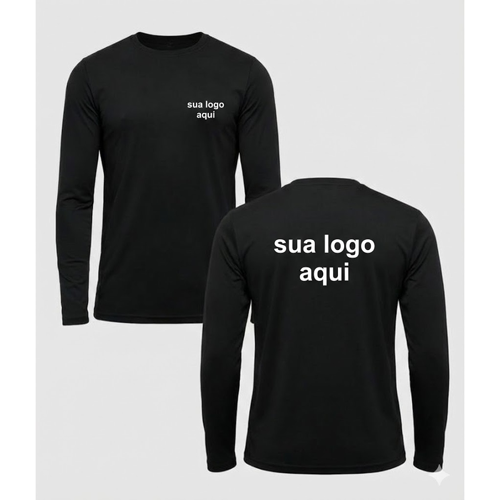Camisa Térmica Personalizada Manga Longa – Sua Logo Aqui ou Arte frase qualquer estampa