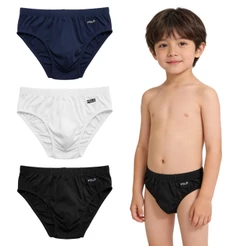 Kit 3 Cuecas Slip Polo Kids 100% Algodão Infantil Forro Duplo Menino Tradicional