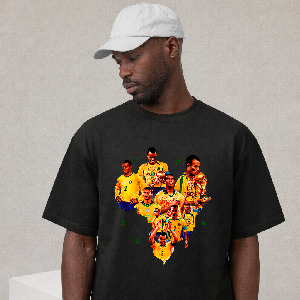 Camisa Camiseta Blusa Oversized Copa Do Mundo Brasil Hexa Cafu Jogador Clássico Futebol 100% Algodão