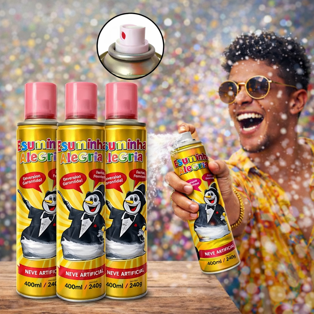 Kit 3 Espuminhas de Carnaval Para Crianças Neve Fake 400ml/250g