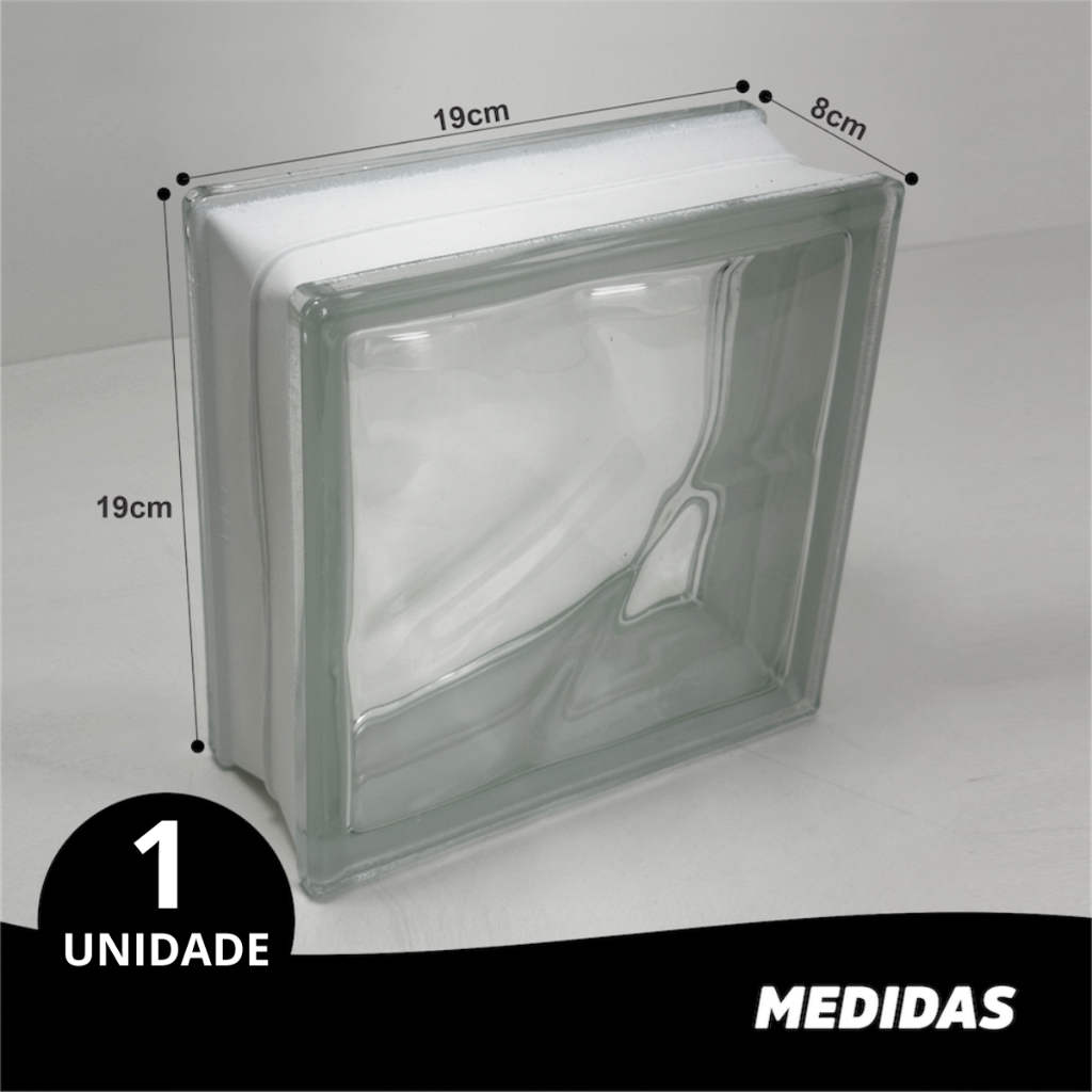 1 ou 6 Tijolo Bloco de Vidro Inowar Transparente 19x19 Ondulado