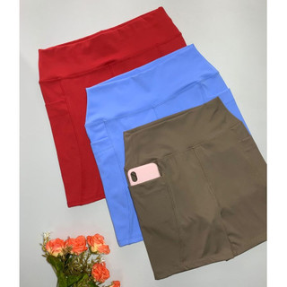 Short Fitness Feminino Poliamida com Bolso Lateral | Cós Alto Conforto e Mobilidade para Treino e Dia a Dia | M G GG