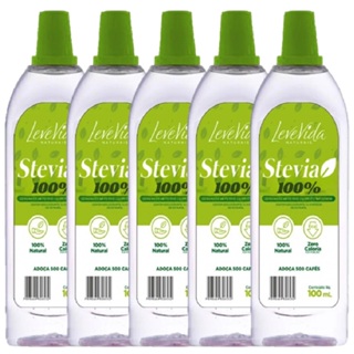 kit 5 Adoçante Dietético Stévia 100ml Natural Não Amarga em Oferta na Shopee
