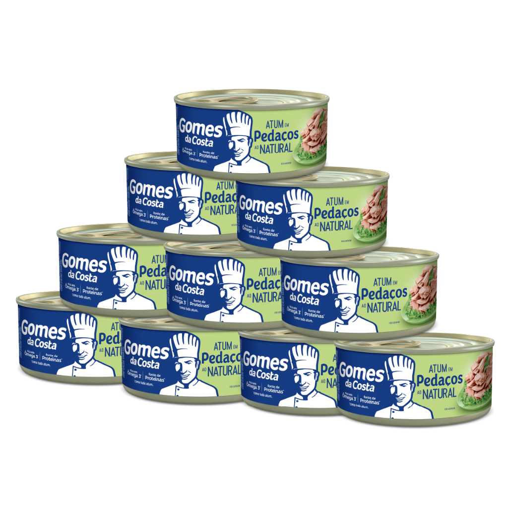Kit 10 UN - Atum em Pedaços ao Natural - 170g - Gomes da Costa