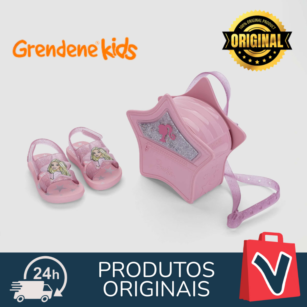 Kit Sandália Infantil Barbie PopStar Bag Grendene Kids 23270