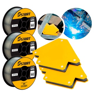 Kit 3 Arame Solda Mig Uso Sem Gás 0,8mm 1kg E71t-gs Start + 2 Esquadros 12kg em Oferta na Shopee