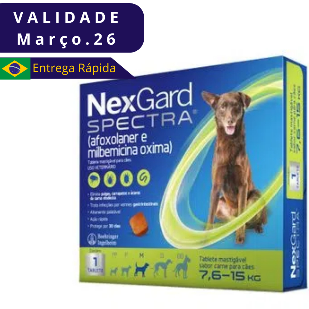 NexGard Spectra Antipulgas E Carrapatos Para Cães De 7,6 A 15kg em Oferta na Shopee
