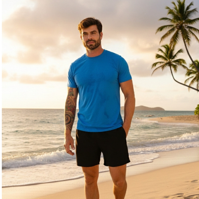 Camiseta Pima Algodão 100% Peruano Pima Azul Royal Premium Slim Fit