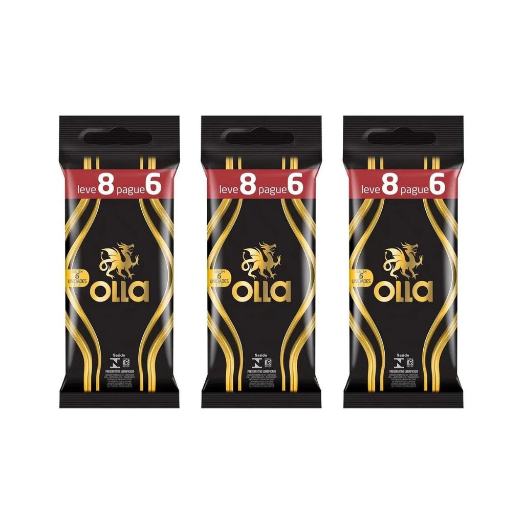 Kit 3x Preservativo Lubrificado Olla Pacote Leve 8 Pague 6