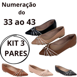 KIT DE 3 SAPATILHAS FEMININA COM DETALHE DE NO; Preto+Caramelo+Nude em Oferta na Shopee
