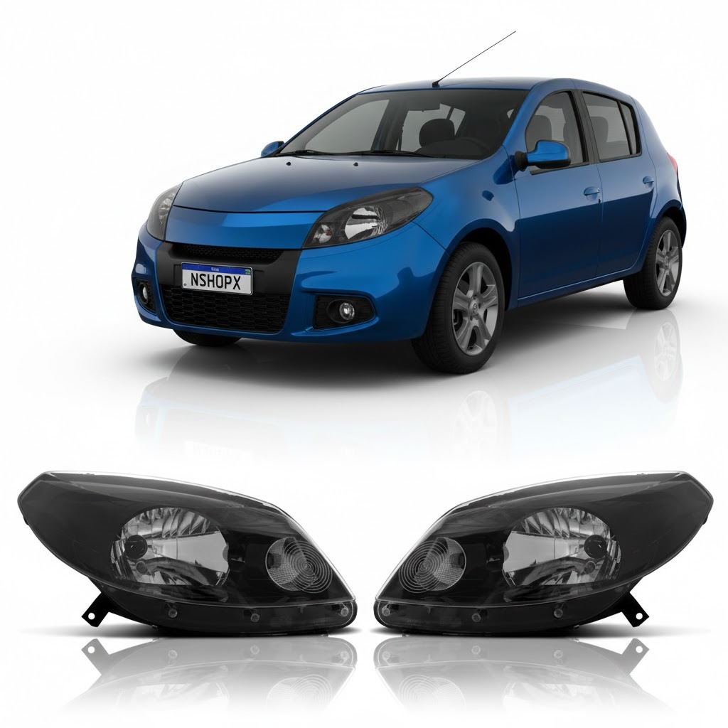 Par Farol Sandero 2012 2013 2014 Manual Máscara Negra Farolete