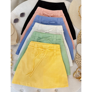 Short Saia Feminino em Linho Alfaiataria Cintura Alta com Faixa Ajustável – Verão 2026 | Look Copa do Mundo & Carnaval em Oferta na Shopee