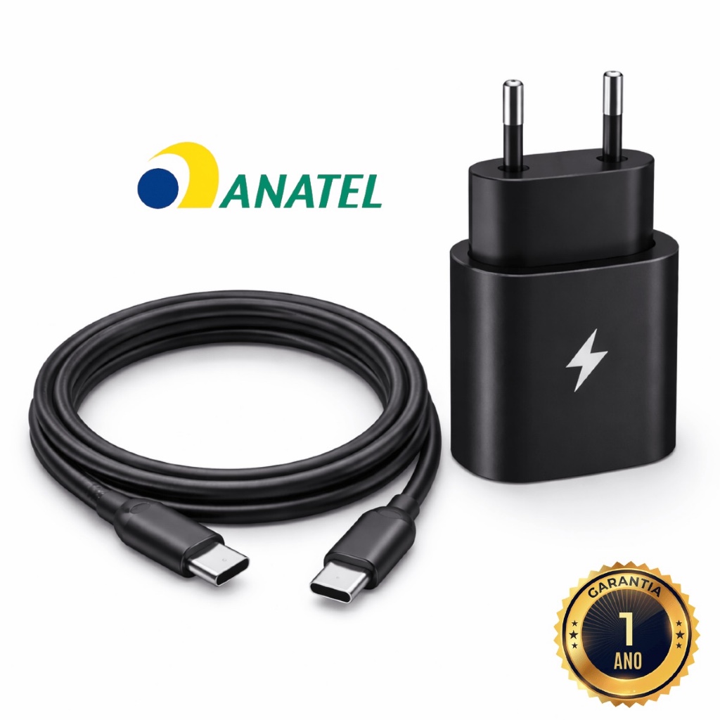 Carregador Super Rápido Turbo 45w Fonte Tipo C para Celular Galaxy Motorola Iphone Moto G Premium