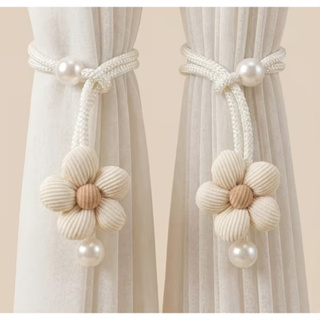 2 Peças de Amarradores de Cortina Trançados Boho com Detalhe em Pérola - Suportes para Cortinas em Oferta na Shopee