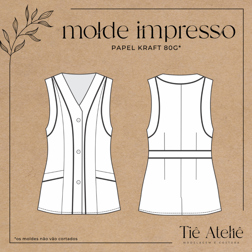 MOLDE EM PAPEL KRAFT DE JALECO FEMININO REGATA PROFESSORA MODELAGEM EM PAPEL KRAFT PARA COSTURA em Oferta na Shopee