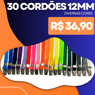 30 Cordões Crachás e Cartões Com Presilha Jacaré - 12mm - Pronta Entrega! em Oferta na Shopee