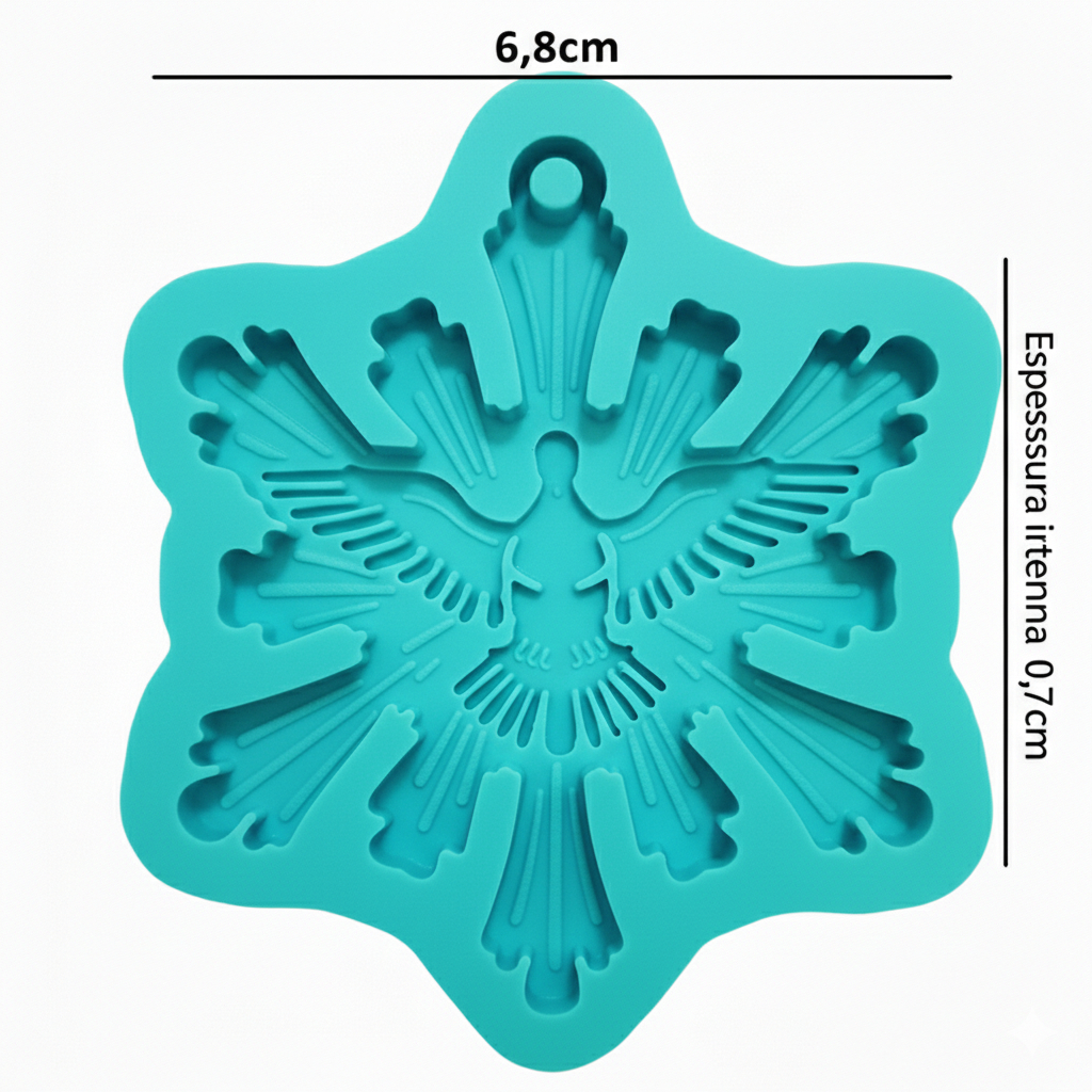 Molde de Silicone POMBA DIVINO ESPIRITO SANTO tam. médio, Chaveiros, Pasta Americana Confeitaria Biscuit Cód 005