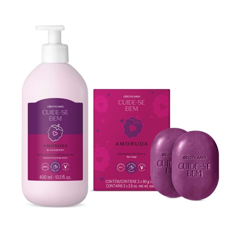 Loção Corporal 400ml + Sabonetes Em Barra 2x80g Cuide-se Bem Amoruda