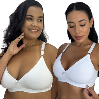 Kit 2 Sutiãs Sem Bojo Reforçado Alças Largas Confortável Regulagem de Metal Lateral Larga em Oferta na Shopee