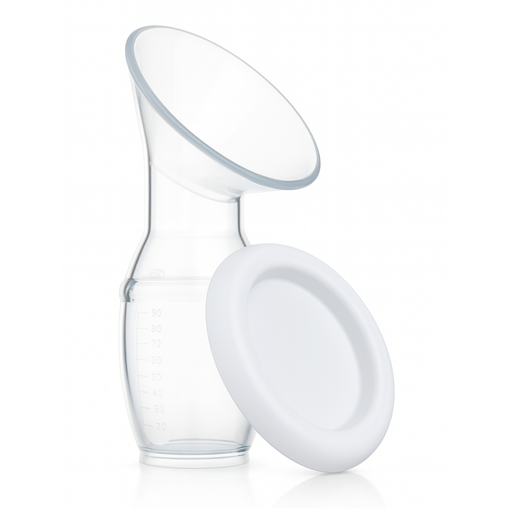 Coletor / Copo Extrator de Leite Materno em Silicone BPA-Free Tampa Segura, Higiene e Conforto
