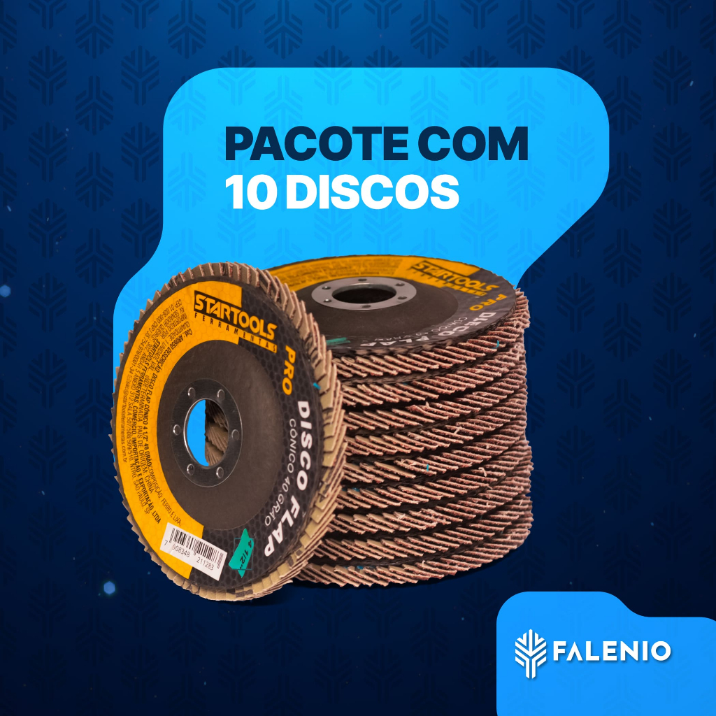 Disco De Lixa Flap 4.1/2 115mm Grão 40-60-80 Para Lixadeira Kit Com 10 Unidades