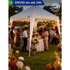 Tenda Gazebo 2x2 Desmontável Fácil de Montar Reforçada Eventos Festas Aniversários Casamento Proteção Uv Branca