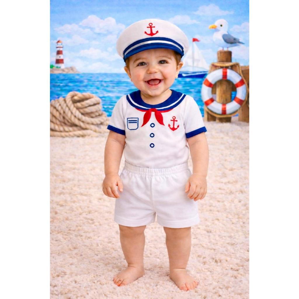 Body Marinheiro Bebê Body Temático Mesversario Marinheiro Fantasia Marinheiro Menino Bebe Body Profissão Menino