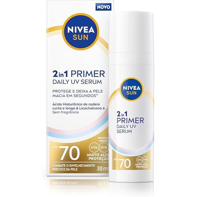 NIVEA SUN 2 em 1 Primer Daily UV Sérum FPS 70 30ml em Oferta na Shopee