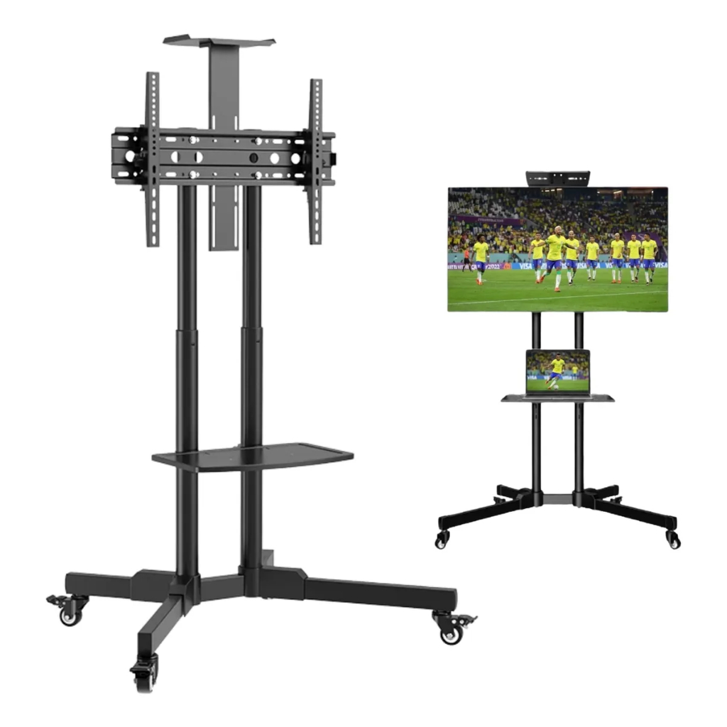 Suporte De Chão Para Tv Monitor Universal 32 A 75 Polegadas Com Rodinhas 35kg