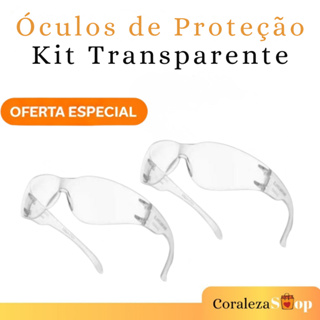 KIT 2 Óculos de Proteção | Modelo Águia Lente de Policarbonato - Transparente | EPI Segurança em Oferta na Shopee