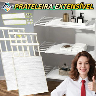 Prateleira Organizadora Ajustável Armário 80cm - Extensível Largura / Armazenamento Organizer Economia Espaço Roupeiro​​