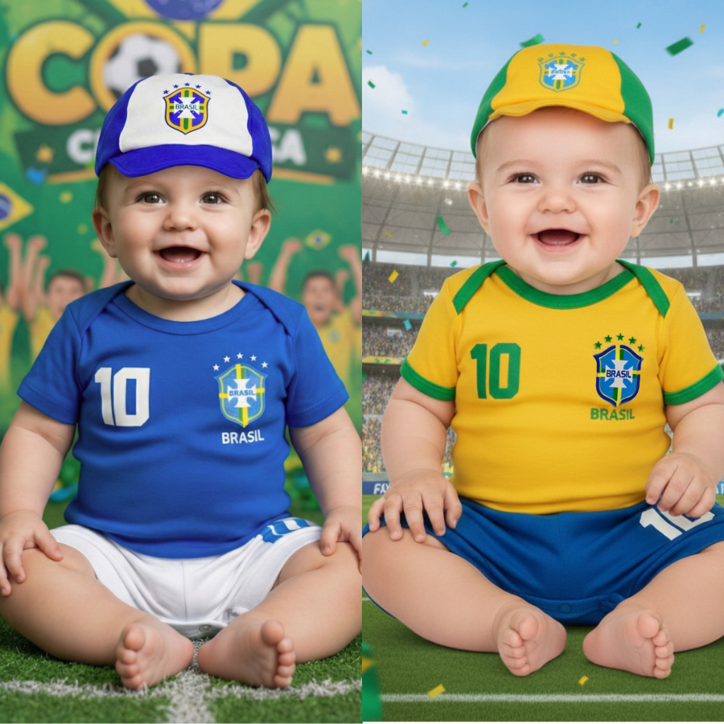 Body Bebê Brasil Temático Mesversário 100% Algodão